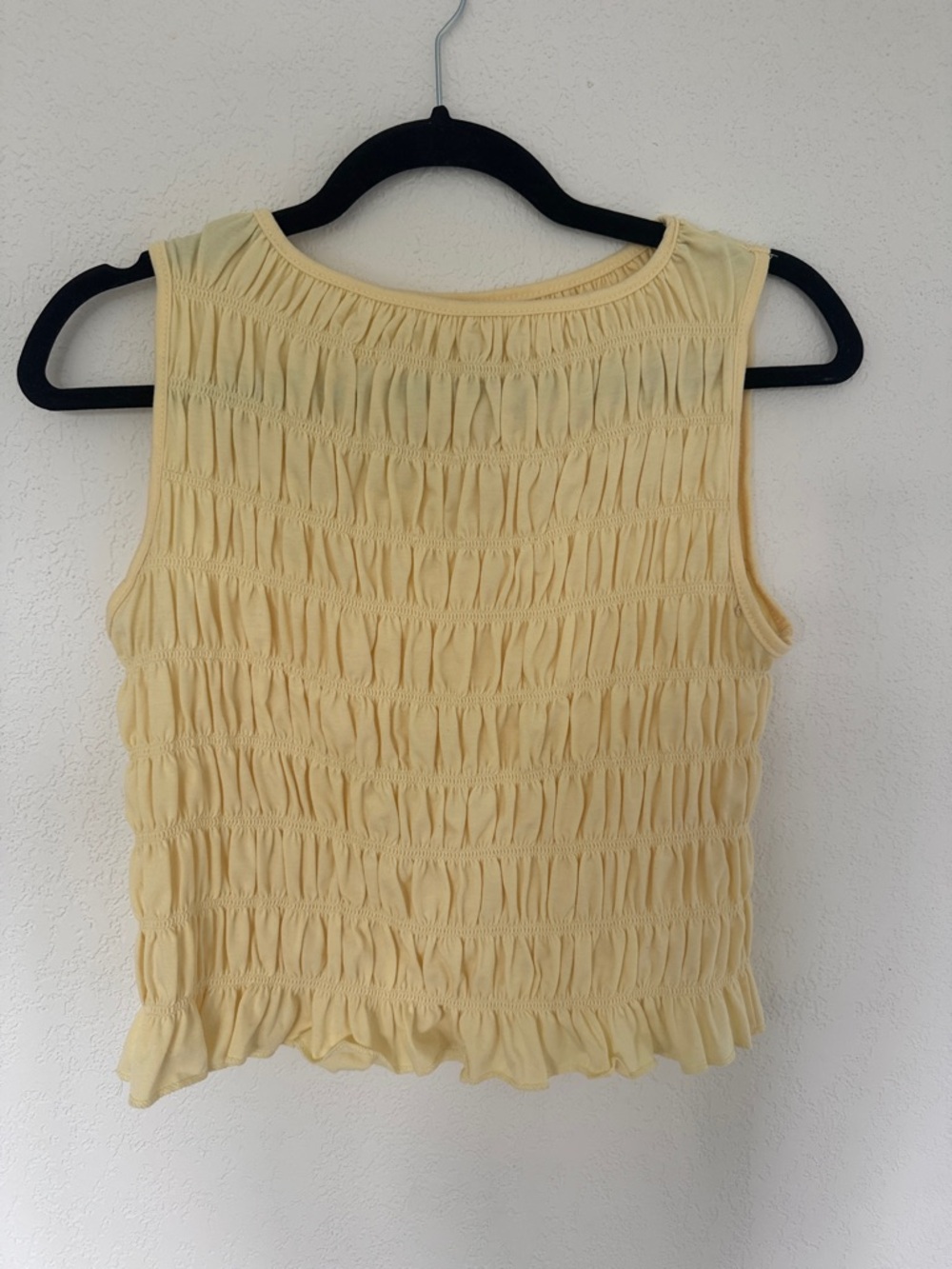 Smocked Sleeveless Tank Top in Light Yellow